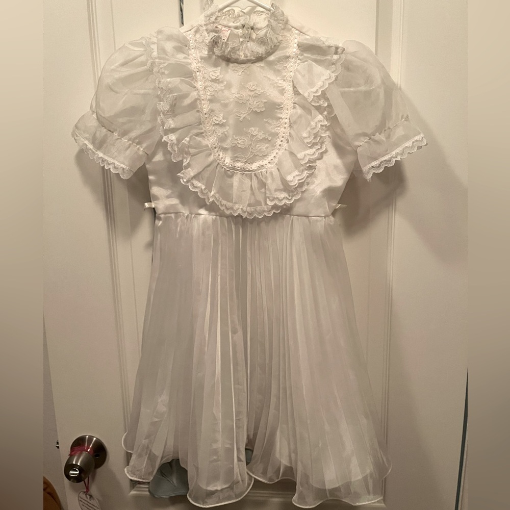 Vintage 1970s white Merry Girl party dress girls size 7